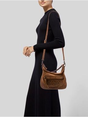 Frye Cognac Brown Perforated Leather Shoulder Bag